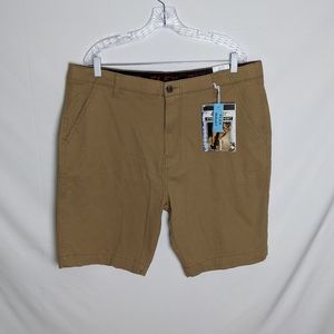 PLUGG CLOTHING Men's Shorts Size 38 Flat Front Flex Waist Boardwalk Tan NWT!